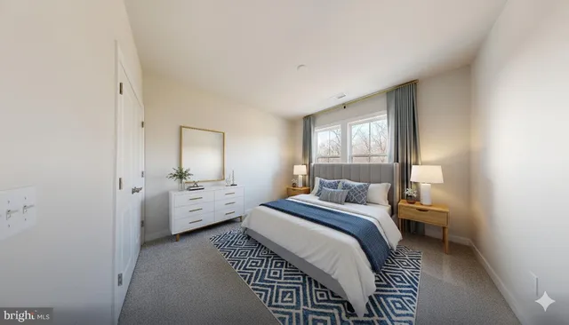 a room with a bed and a window