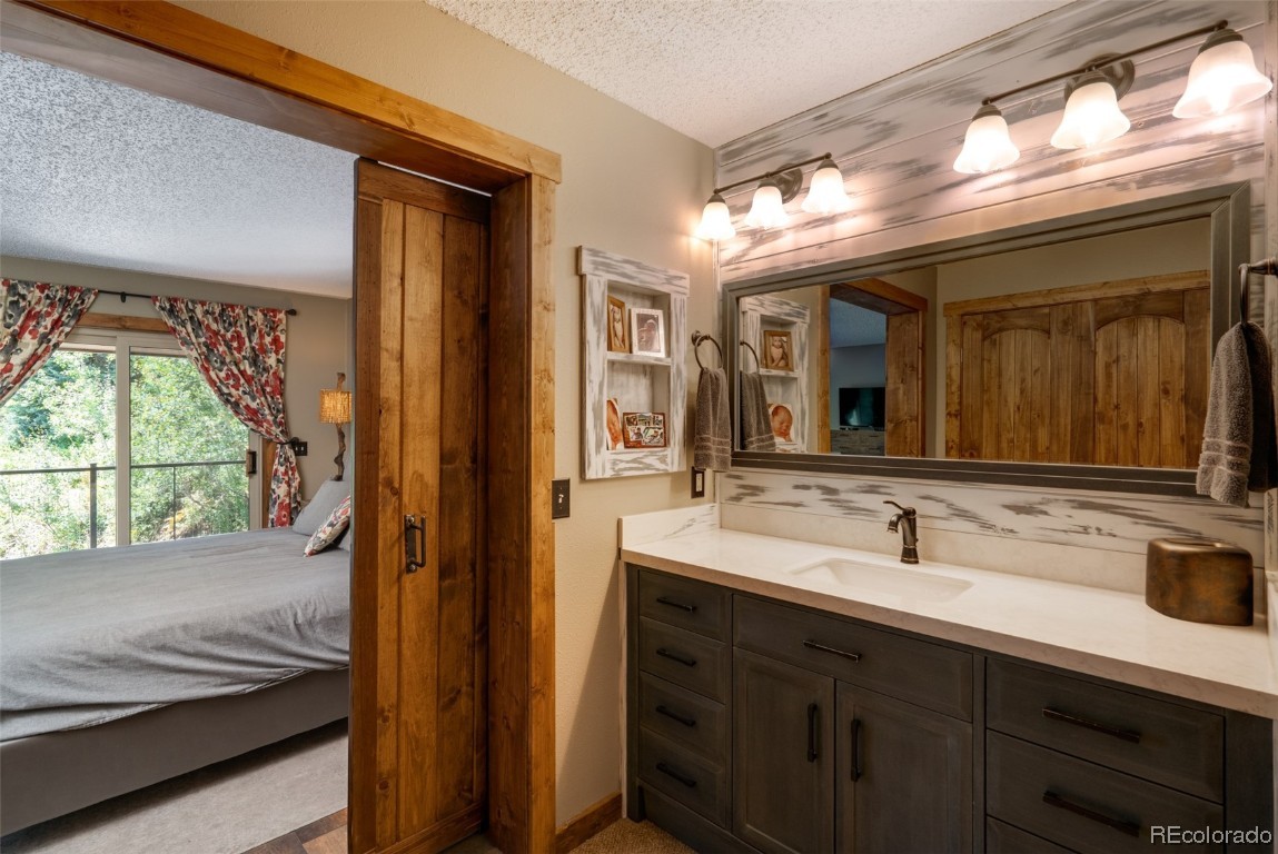 58195 Jupiter Place Clark, CO 80428 - Photo 17 of 29 a bathroom with a double vanity sink and a mirror