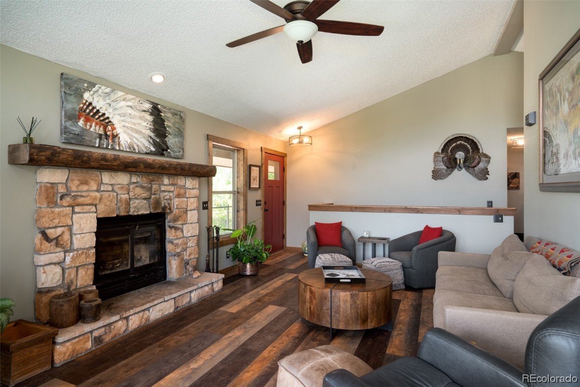 58195 Jupiter Place Clark, CO 80428 - Photo 7 of 29 a living room with furniture and a fireplace