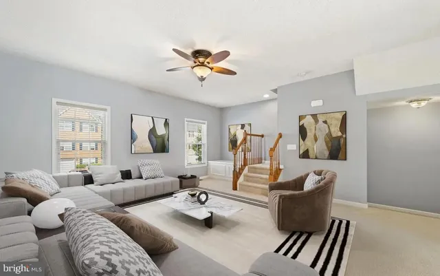 a living room with furniture