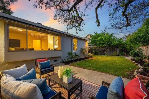 a view of an outdoor sitting area