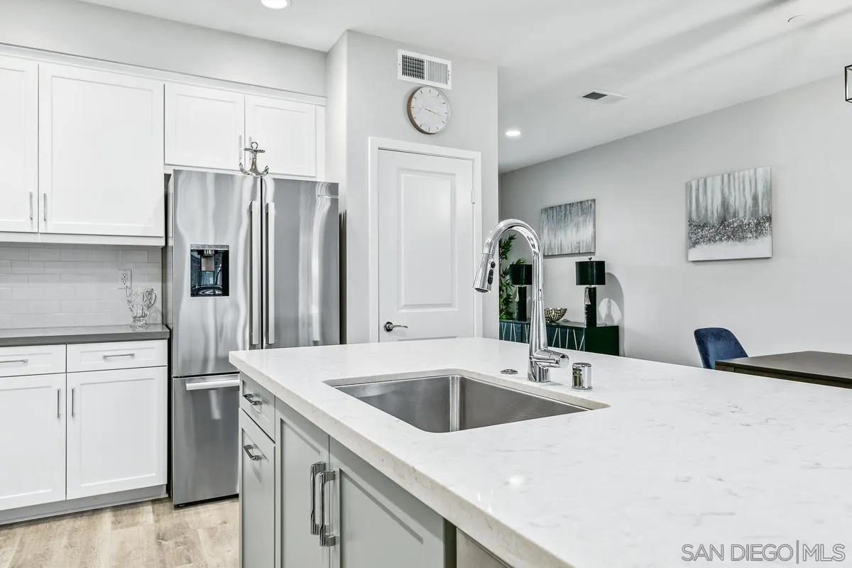 347 Oak Avenue Carlsbad, CA 92008 - Photo 19 of 34 a kitchen with a sink and a refrigerator