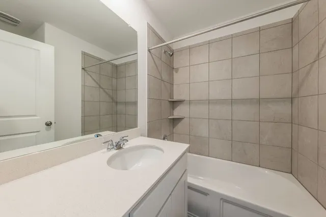 a bathroom with a bathtub