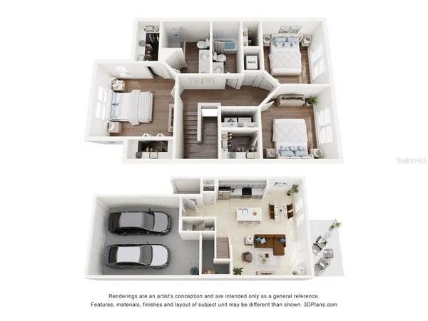 a living room with furniture and white cabinet