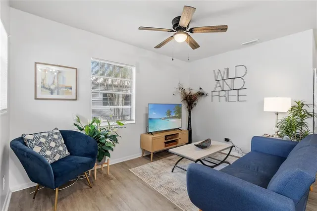 a living room with furniture