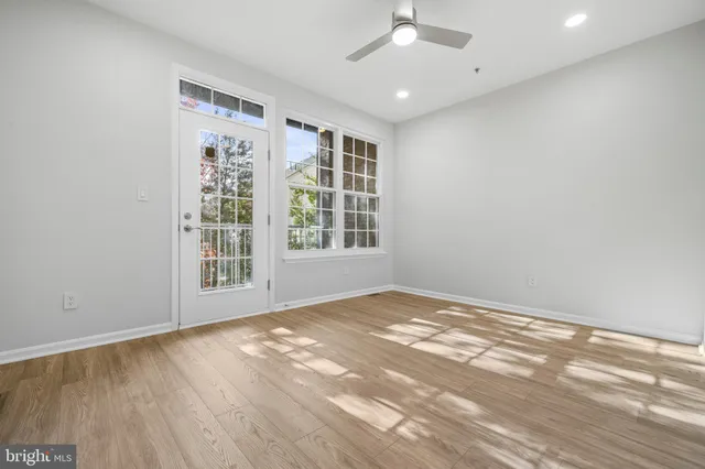 an empty room with windows