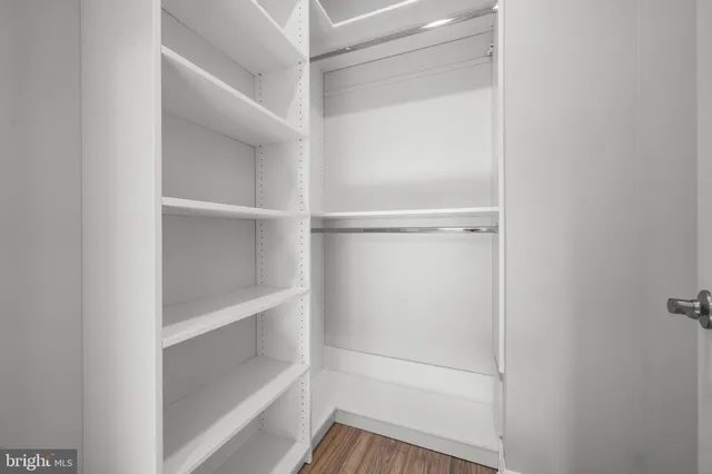 a view of an empty walk in closet