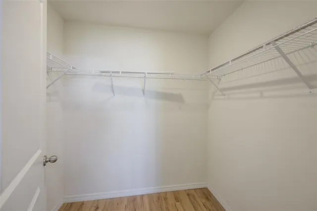 a view of a room with racks on the wall