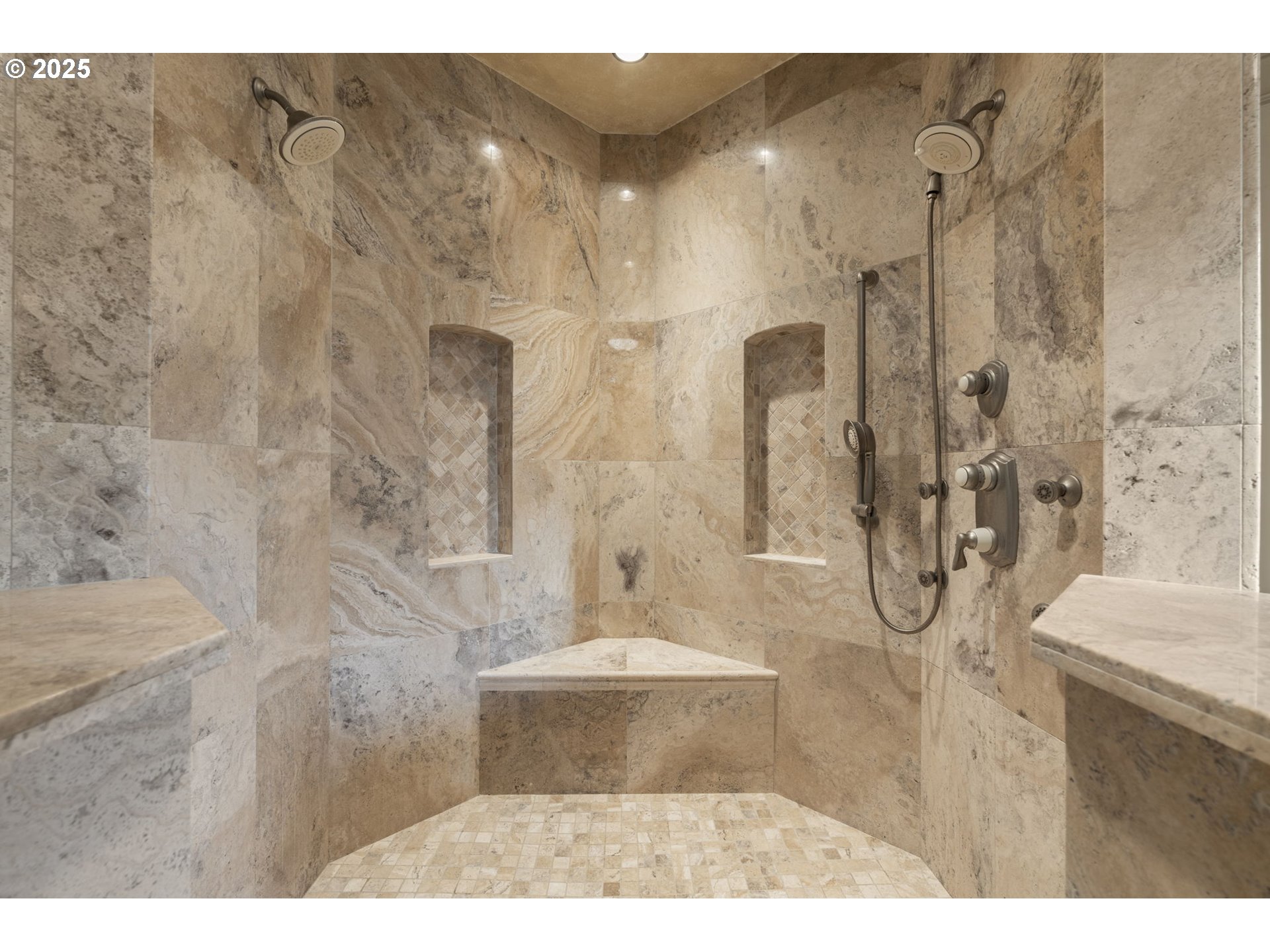 6035 Fernhill Loop Springfield, OR 97478 - Photo 33 of 48 a bathroom with a granite countertop shower a sink and a mirror