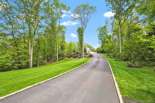 a view of a road with a yard