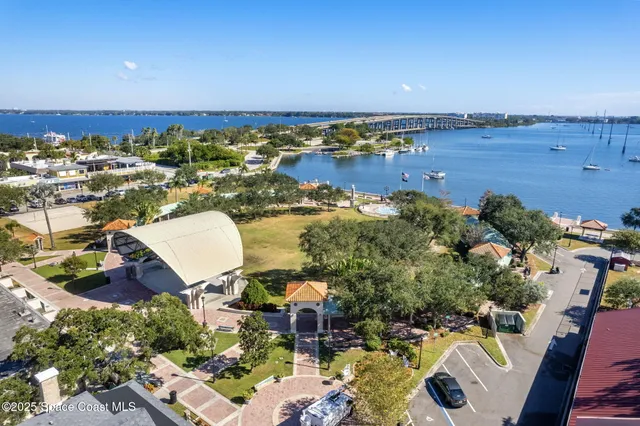 a view of a city and ocean view