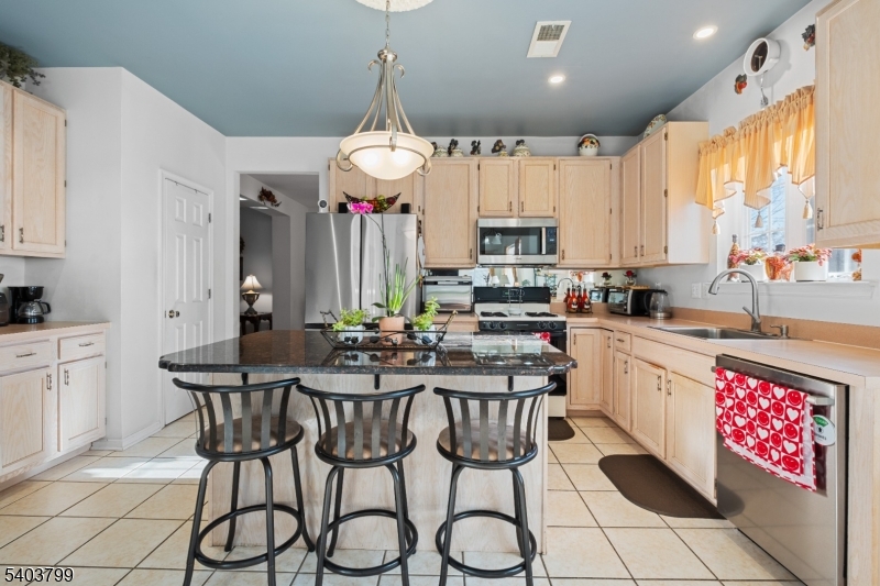 3 Summerfield Drive Princeton, NJ 08540 - Photo 8 of 30 a kitchen with stainless steel appliances a dining table chairs sink and cabinets