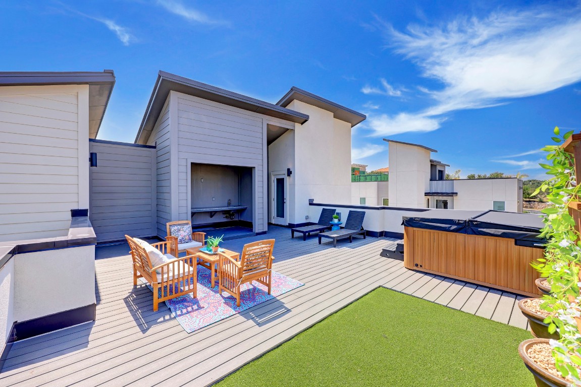 4300 Mansfield Dam Road, Unit 1231 Austin, TX 78734 - Photo 6 of 38 VIEW FROM #931 PRIVATE ROOFTOP PATIO. PET AREA IS INCLUDED BUT BUYER CAN CHOOSE NOT HAVE IT INSTALLED. THERE IS A HOSE SPIGOT AND DRAINS FOR CLEAING THE PET AREA.