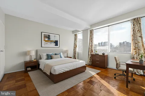 a bathroom with a glass door
