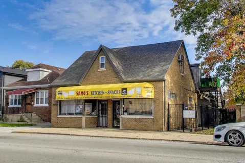 a view of a building with a street