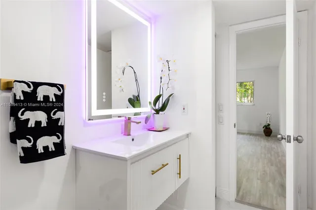 view of bathroom with a sink and mirror