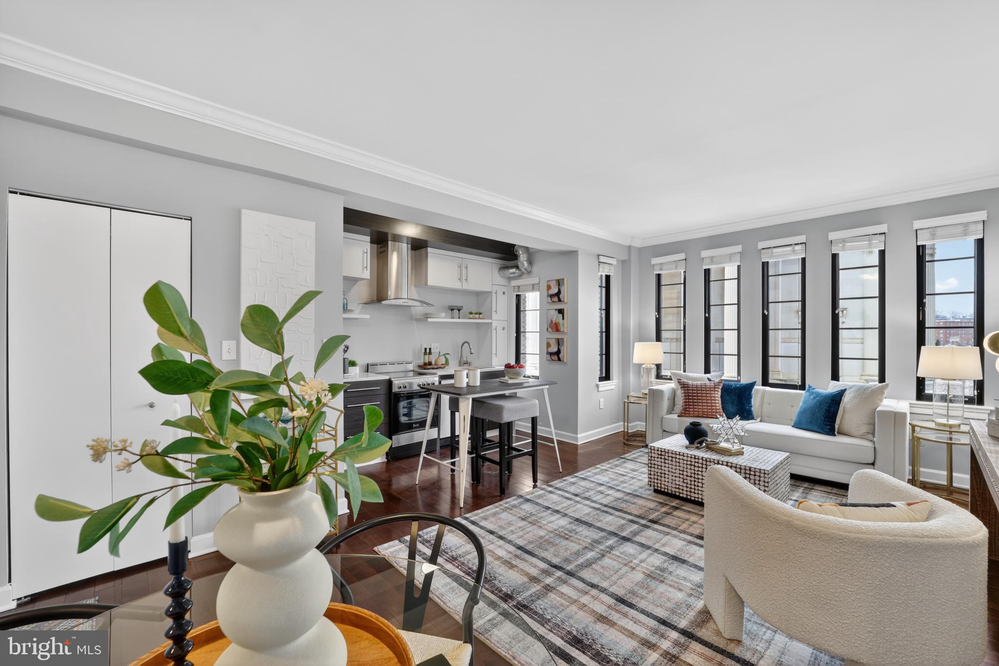 1701 16th Street Northwest, Unit 627 Washington, DC 20009 - Photo 8 of 29 Open living, dining, & kitchen w/iconic views