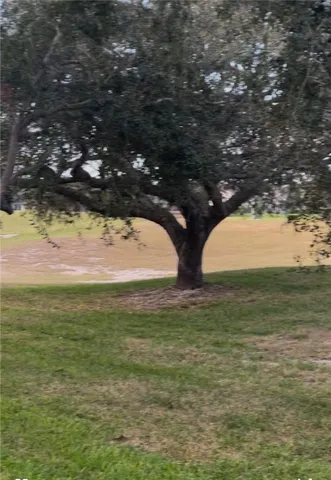 a view of a field with an ocean view