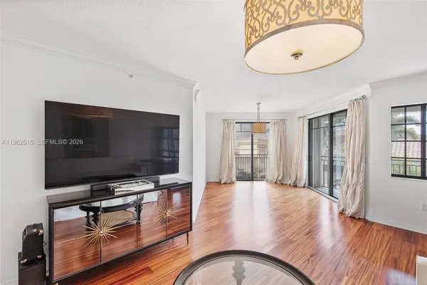 a view of livingroom with kitchen