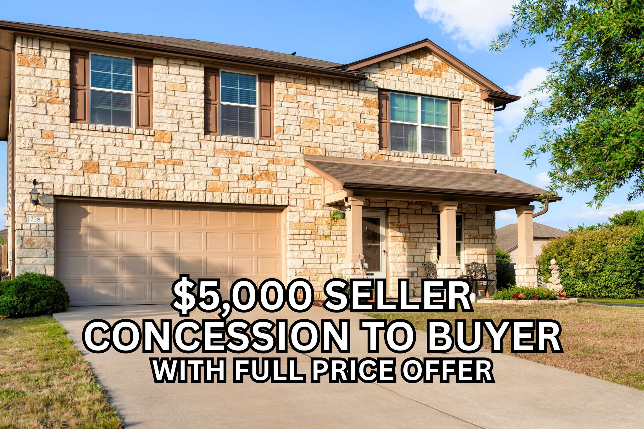 228 Wallops Kyle, TX 78640 - Photo 1 of 1 View of front facade featuring stone siding, driveway, and an attached garage