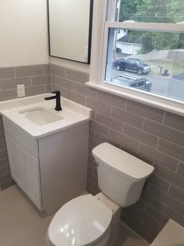 a bathroom with a toilet and a bathtub