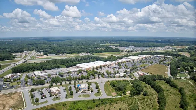 a view of a lake with a city