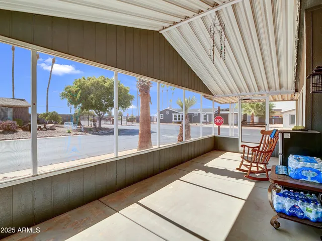 a living room with a large window