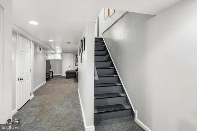 a view of hallway with stairs