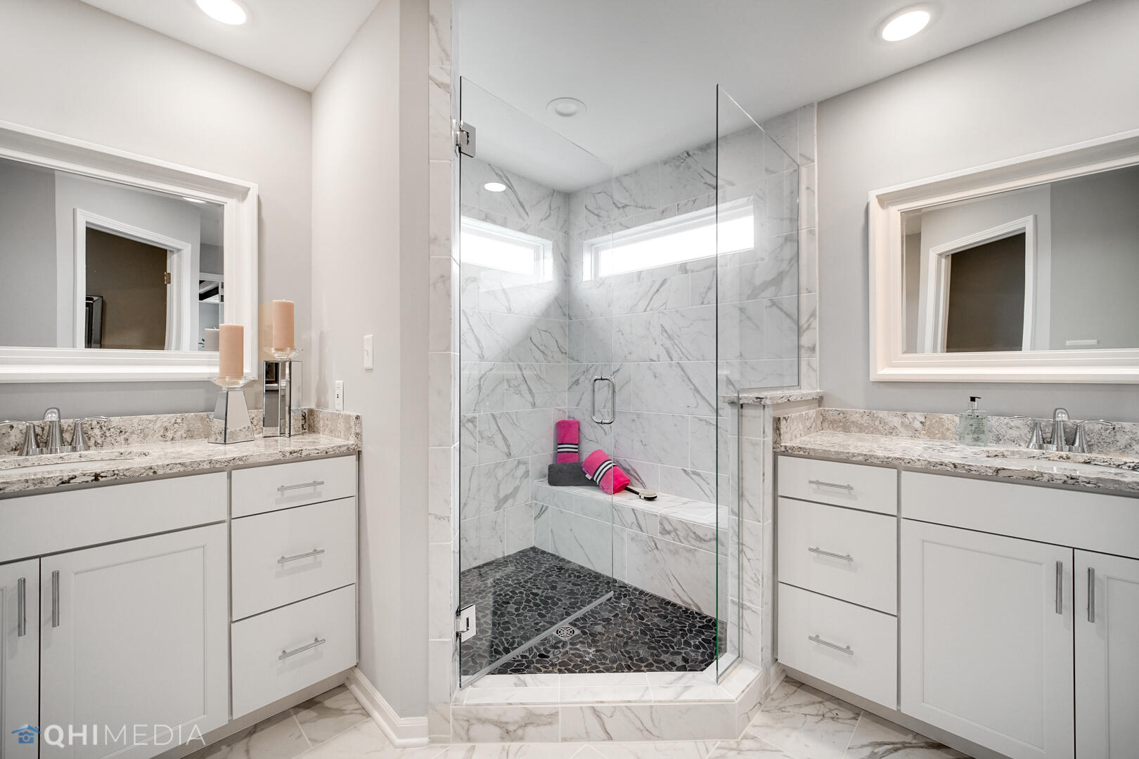 25 Levanno Drive Crown Point, IN 46307 - Photo 20 of 25 a bathroom with a granite countertop sink and a mirror