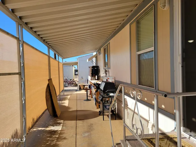 a dining room with furniture