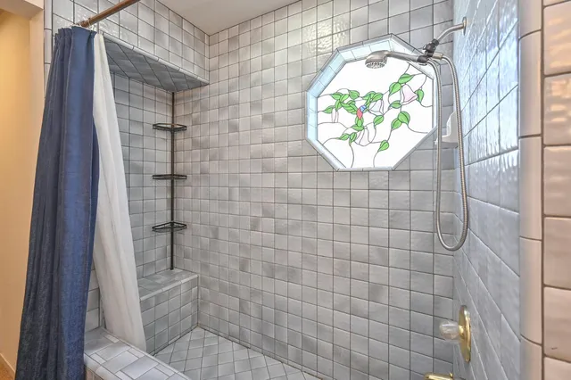 a view of a garage with furniture