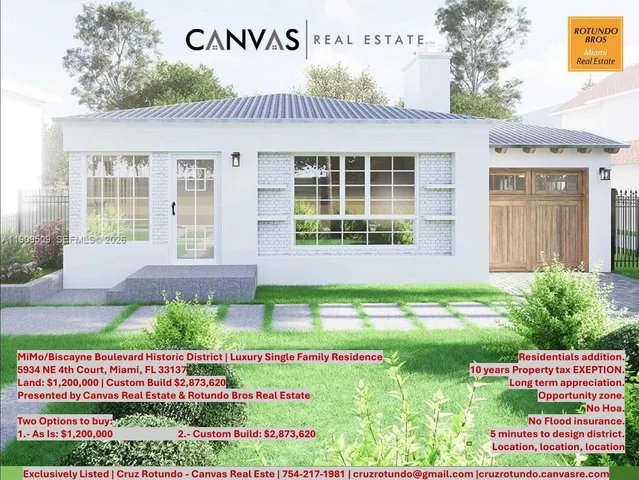 a front view of a house with a yard and potted plants