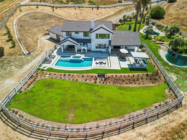 an aerial view of a house