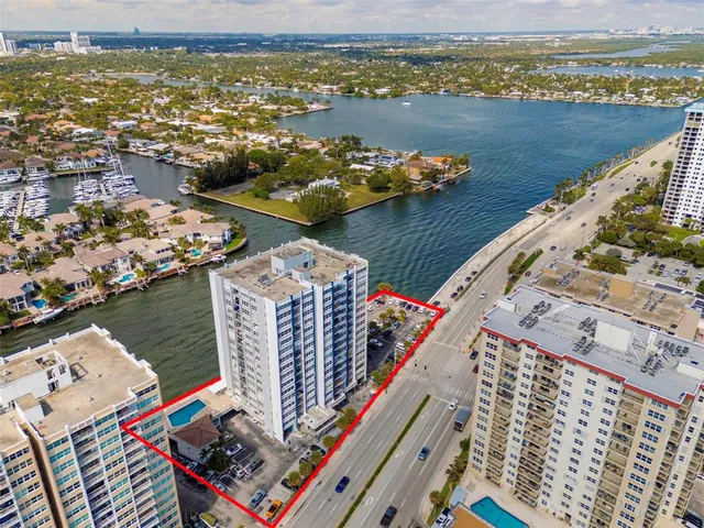 a city view with tall buildings