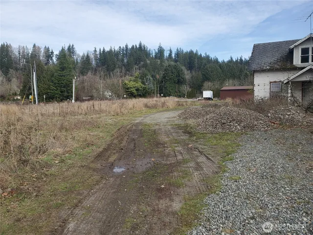a view of a backyard with green space