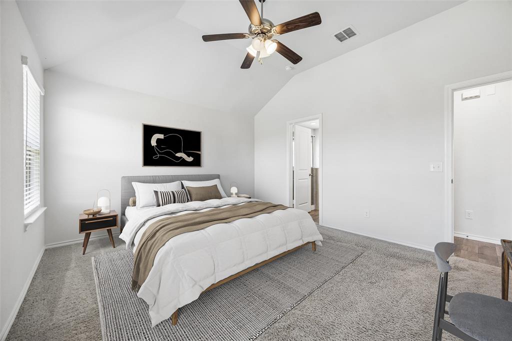 3807 Dogwood Road Melissa, TX 75454 - Photo 20 of 38 a bedroom with a bed and a chandelier