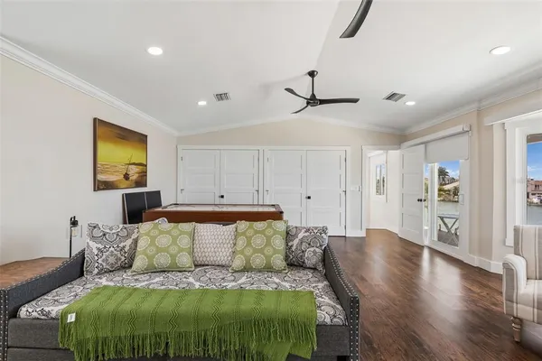 a view of a swimming pool with lounge chair