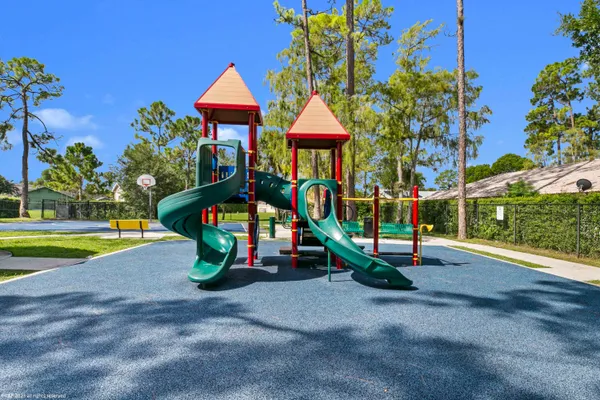 a view of park with slide