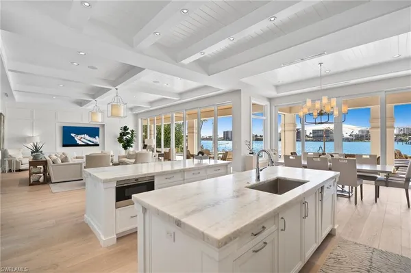 a kitchen with lots of counter top space