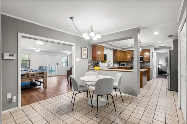 a view of a dining area with furniture