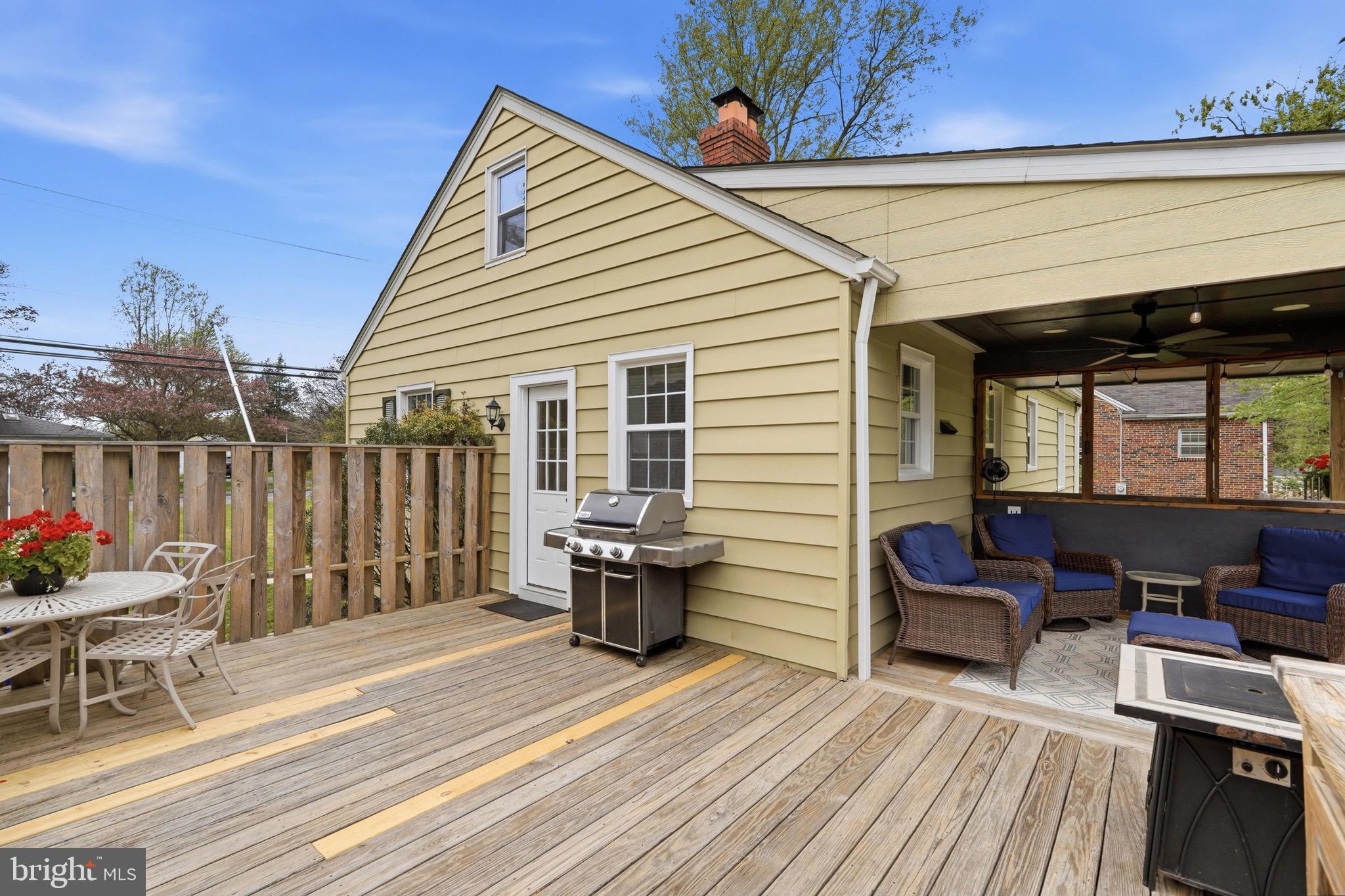 23725 Woodfield Road Gaithersburg, MD 20882 - Photo 34 of 61 a view of a deck with table and chairs with wooden floor and fence