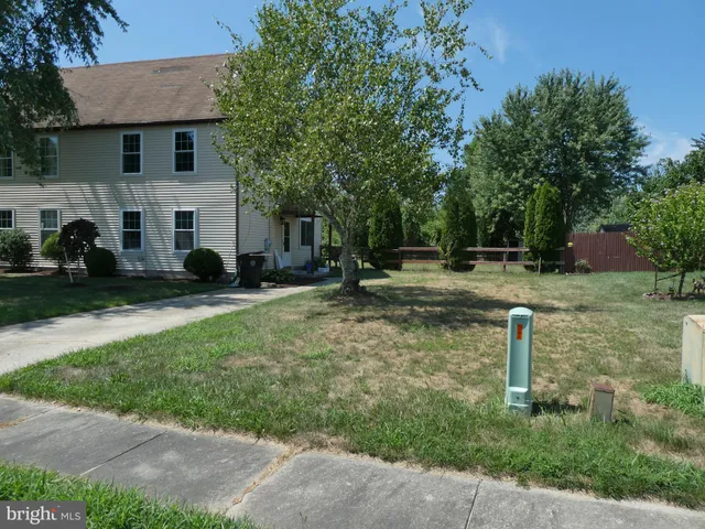 a view of a garden with lawn chairs and a fire pit