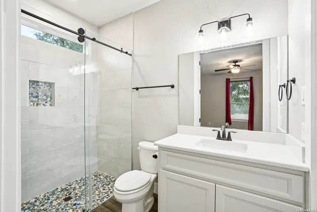 an empty room with large window