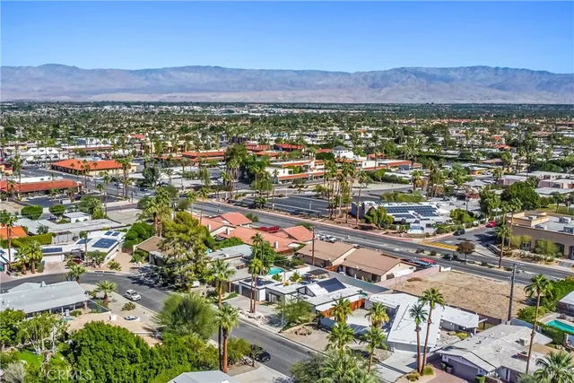 an aerial view of a and a yard