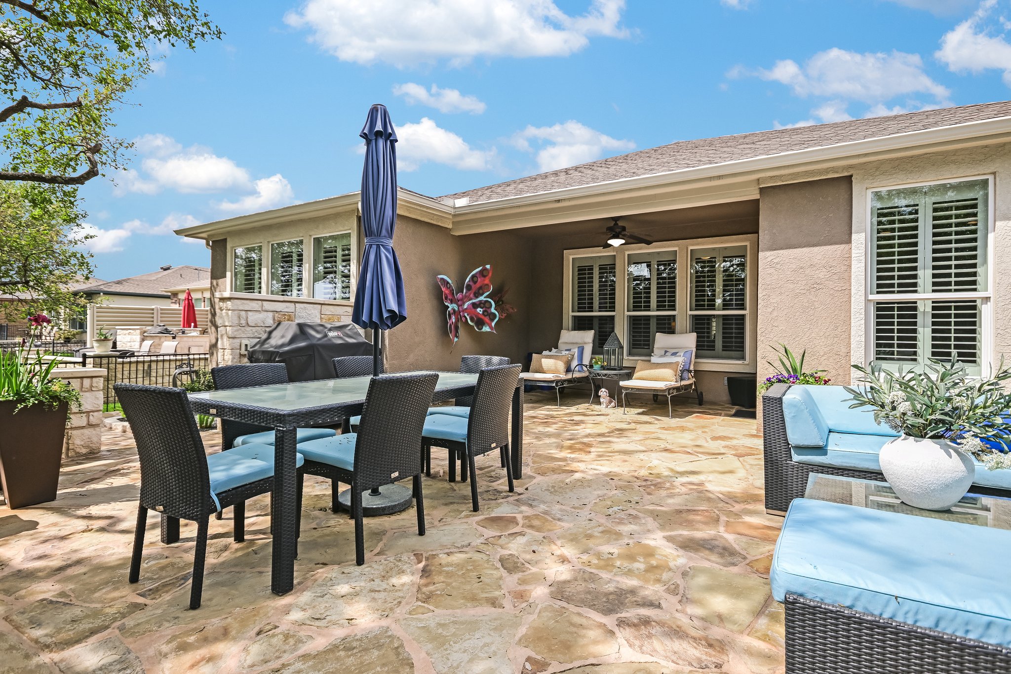 304 Coffee Mill Creek Road Georgetown, TX 78633 - Photo 21 of 30 Full view of patio that features lounge area, dining area and gas grill with natural gas line