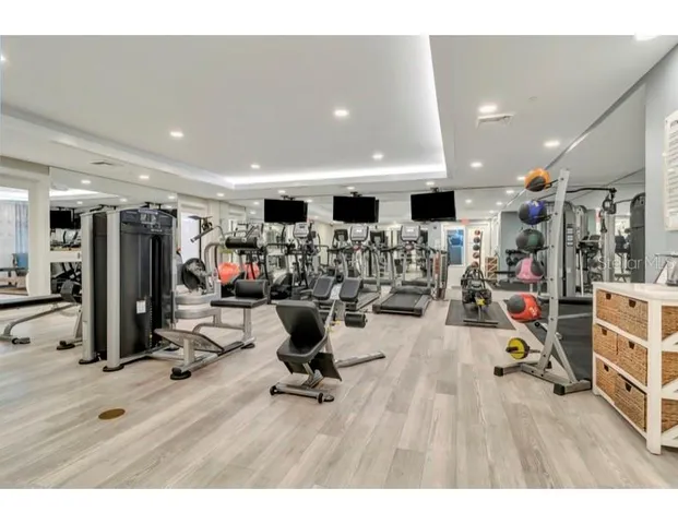 a view of a room with gym equipment