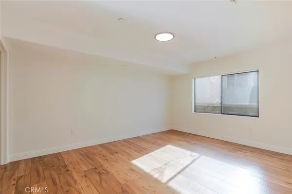 a view of a room with a window