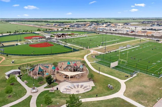 an aerial view of a city with houses