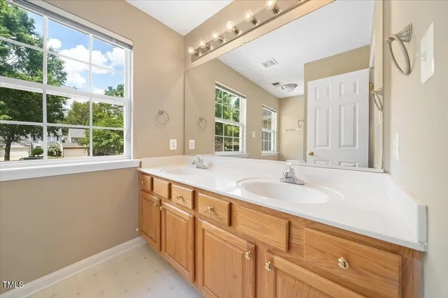 a bathroom with a sink and a large mirror