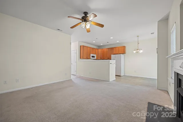 a view of a livingroom with a fireplace